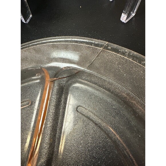 Set of 8 Pink Depression Glass Divided Dinner Plates 11" – One Plate Cracked - Picture 4 of 4